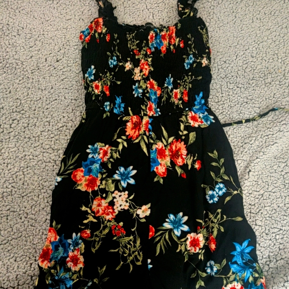 Pants - Black floral romper